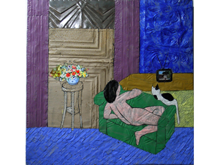 Cat Watching History Channel by Robert  Kobayashi (1925 - 2015)