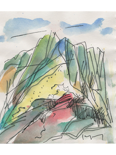 Untitled:  Mountains Bathed In Color by John Young (1909-1997)