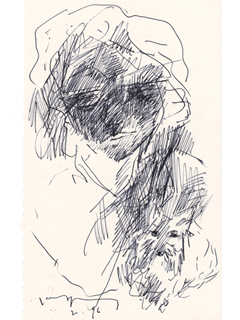 Untitled:  Woman Holding Small Dog by John Young (1909-1997)