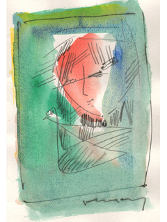 Untitled:  Boy With Bird by John Young (1909-1997)