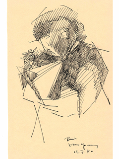 Untitled:  Lady With Flowers by John Young (1909-1997)