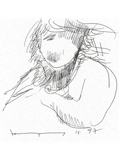 Untitled:  Girl Kissing Bird by John Young (1909-1997)