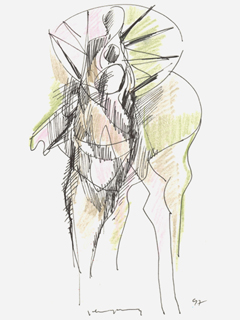 Untitled:  Figures With Horse by John Young (1909-1997)