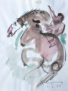 Untitled:  Horse with Rider by John Young (1909-1997)