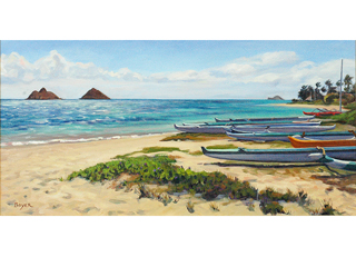 Lanikai Canoes and Mokuluas by Lynne Boyer