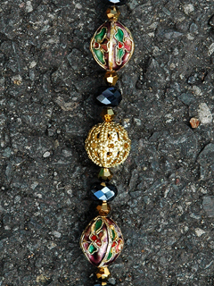 #343 Cloisonné, Crystal and Hollow Gold Beads by Russell  Lowrey's Doges Treasures