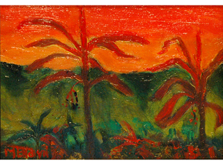 Red Ti In A Orange Sky I by Anthony  Mendivil