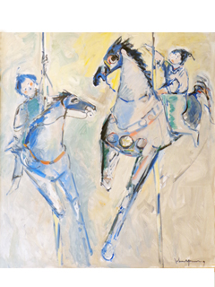 2 Carousel Horses with Riders by John Young (1909-1997)