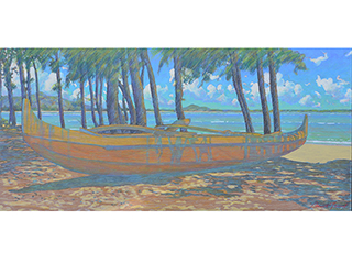Koa Canoe at Kailua Beach #2 by Russell Lowrey