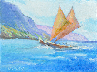 Hokule'a Surfs by Warren Stenberg