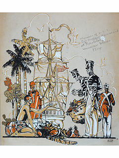 Marines of the USS Sir Andrew Hammond at Honolulu, Hawaiian Islands 1814 by Arman Manookian (1904-1931)