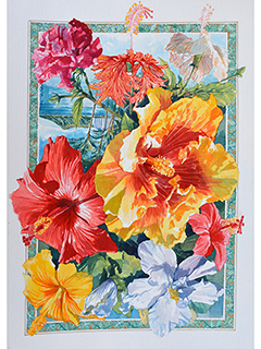 Hibiscus and Diamond Head by Tom Tomita
