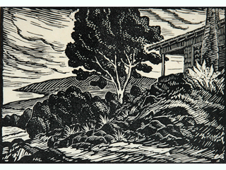Untitled: Tree and House by Huc Luquiens (1881-1961)