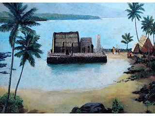 Ahu'ena Heiau at King Kamehameha Hotel by Edward Kayton