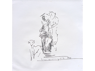 Couple with Dog by John Young (1909-1997)