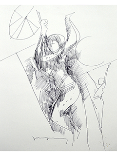 Figure with Umbrella by John Young (1909-1997)