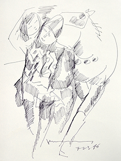 Girl, CLown, and Horse by John Young (1909-1997)