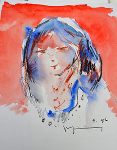 Woman in Orange and Blue by John Young (1909-1997)