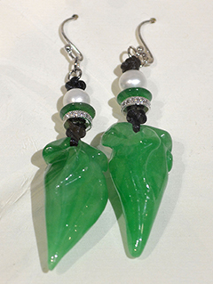 Jade (enhanced) Chili Pepper earrings by Rita  Chung