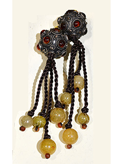Shou Jade (enhanced) & Cloisonne Earrings by Rita  Chung