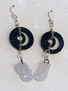 Jade Pi Xiu with Agate & Freshwater Pearl Earrings by Rita  Chung