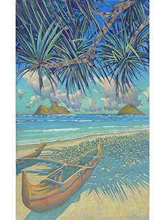Hala & Canoe at Lanikai by Russell Lowrey