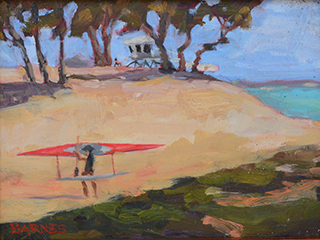 Handsome Man and Lifeguard Station, Kailua Beach by Suzanne  Barnes