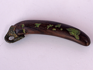 Netsuke: Long Eggplant w/ Hawaiian Islands detail by Don Matsumura