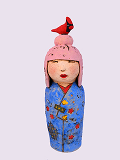 Pink Kokeshi by Johannette Rowley