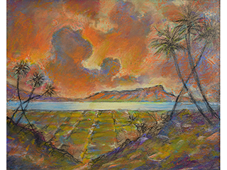 Diamond Head Sunset from Ewa Plain by Russell Lowrey