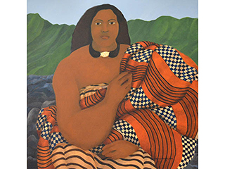 Untitled - Woman in Kapa with Palaoa by Yvonne Cheng