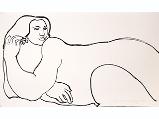 Woman in Repose with Flower in Hand by Yvonne Cheng