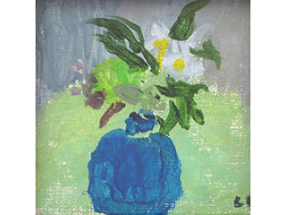 Fat Blue Pot avec Feuilles by Carin Rapson