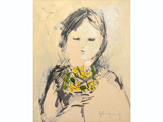 Girl with Flowers by John Young (1909-1997)