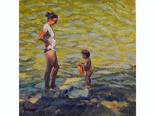 Mother and Child at the Lake by Fred  Salmon